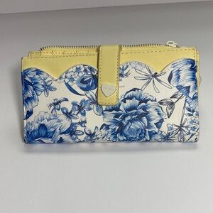 Betsey Johnson Blue Floral and Yellow Wallet